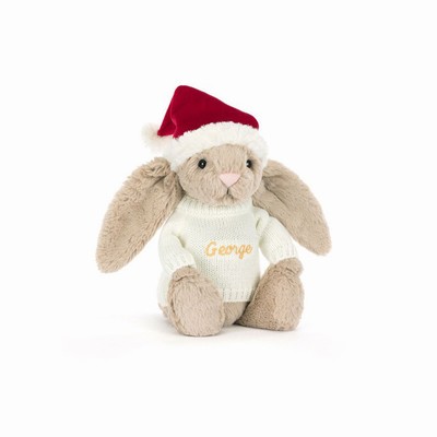 Jellycat Bashful Christmas Conejo with Cream Jumper | OUZG-39187